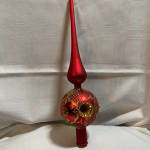 Whitehurst Imports German Hand Blown Glass Finial Red & Gold with 3 Reflectors